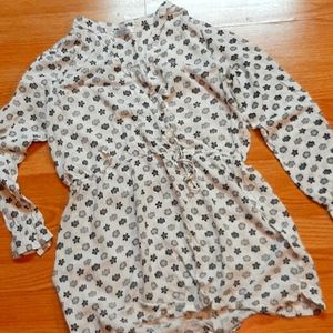 Tunic, cotton, black n white, LG